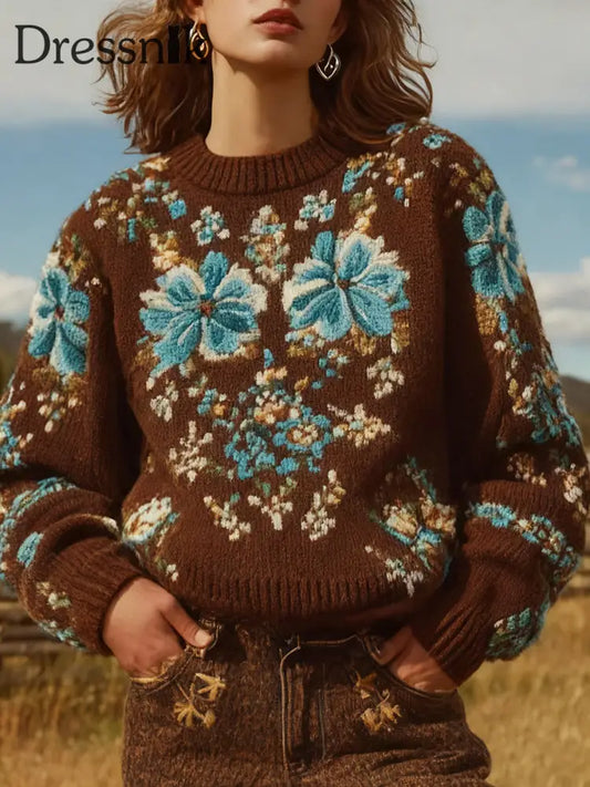 Vintage Western Sweatshirt mit Rundhals ausschnitt für Damen als bild / S