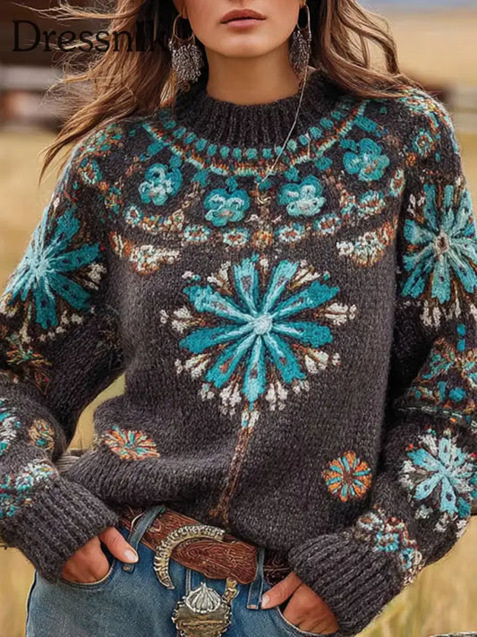 Vintage Western Sweatshirt mit Rundhals ausschnitt für Damen als bild / S