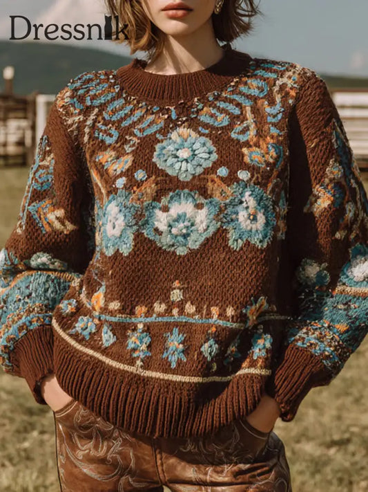 Vintage Western Sweatshirt mit Rundhals ausschnitt für Damen als bild / S