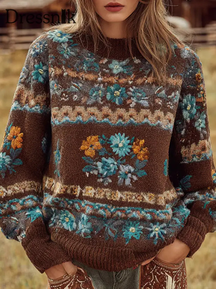 Vintage Western Sweatshirt mit Rundhals ausschnitt für Damen als bild / S