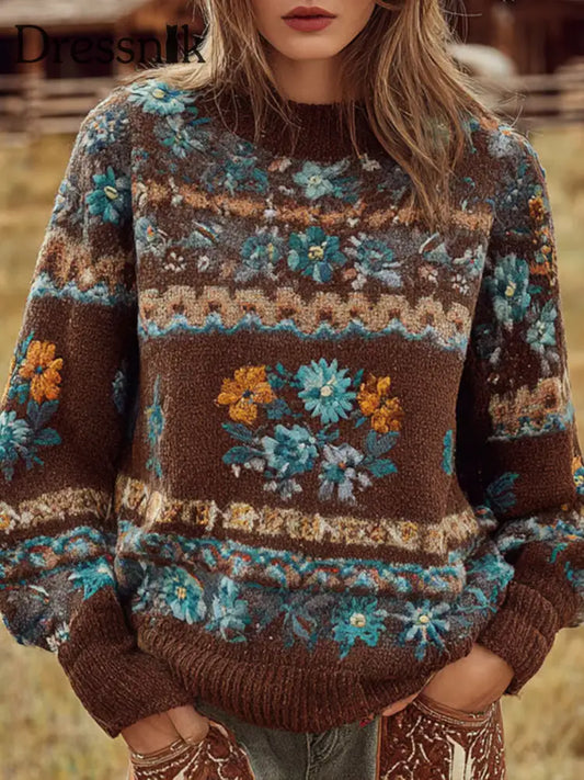 Vintage Western Sweatshirt mit Rundhals ausschnitt für Damen als bild / S
