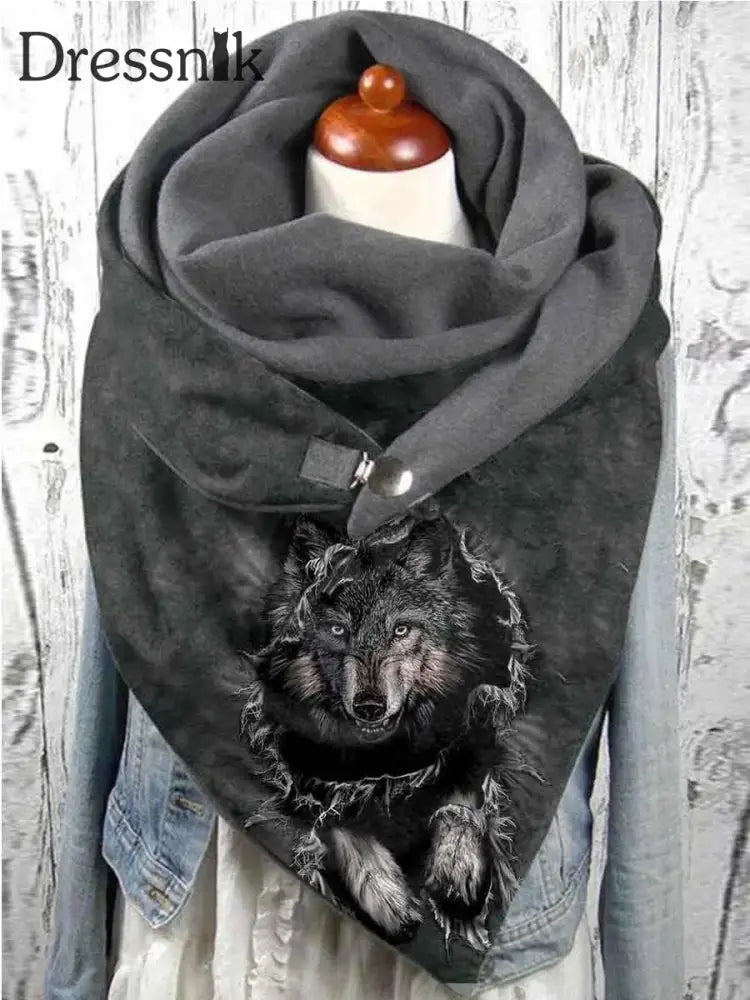 Vintage Wolf Kunstdruck Casual Schal A / Jm