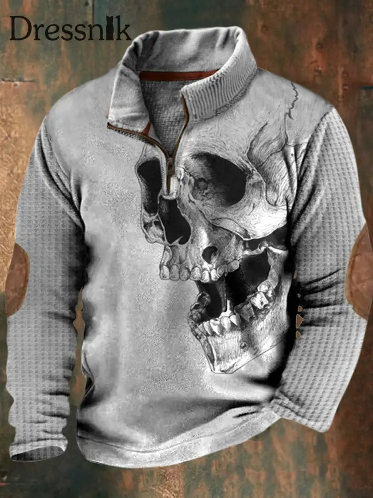 Waffel-Sweatshirt für Herren mit klassischem Druck locker mit Ständer halsband A / S