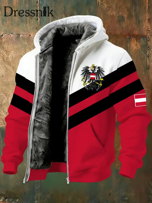 Warme Herren jacke mit österreichi schem Druck A / S