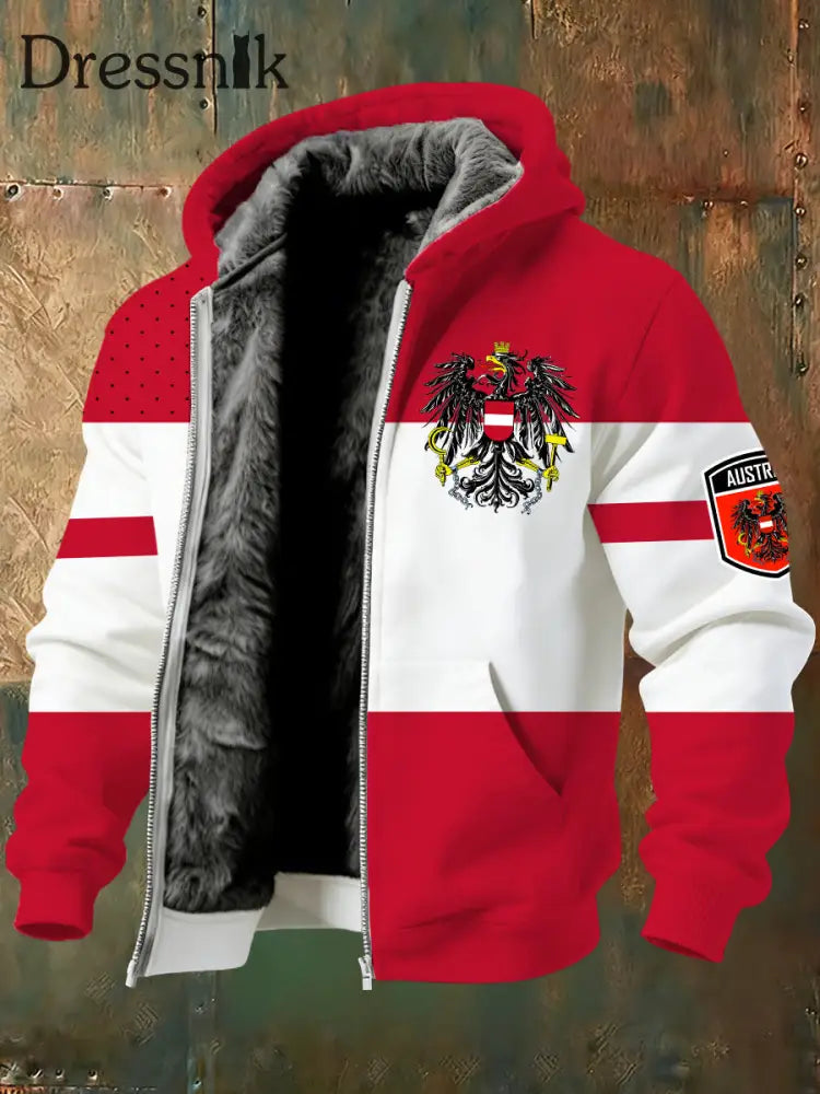 Warme Herren jacke mit österreichi schem Druck A / S