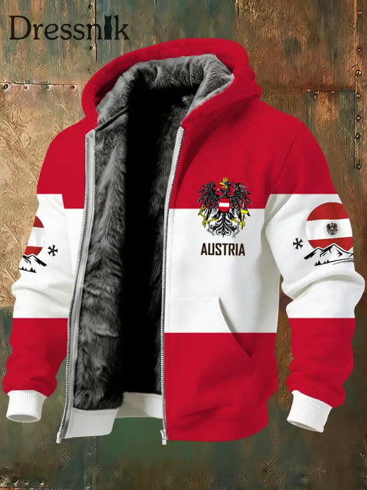 Warme Herren jacke mit österreichi schem Kunstdruck A / S