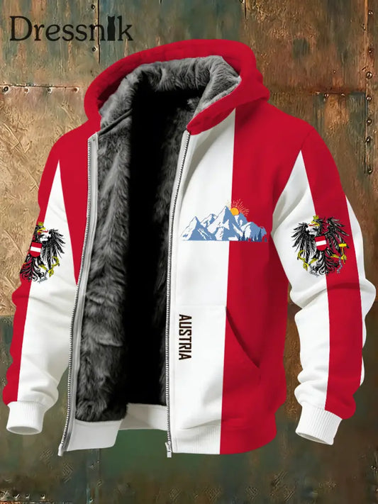 Warme Herren jacke mit österreichi schem Kunstdruck A / S
