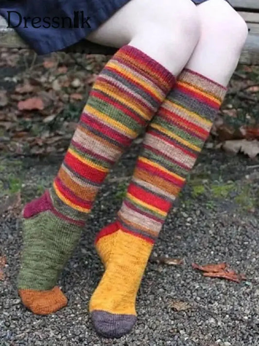 Warme Retro-Regenbogen-Kontrastierende Damen socken Bild 3
