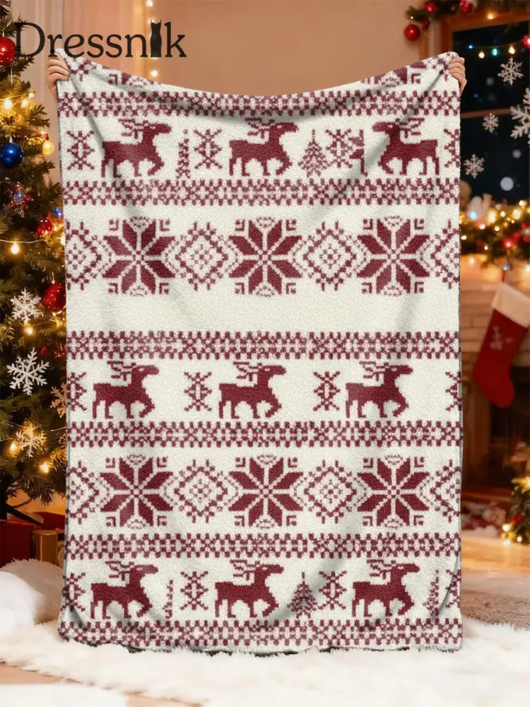 Weihnacht lich bedruckte komfortable Flanell decke Beige / S