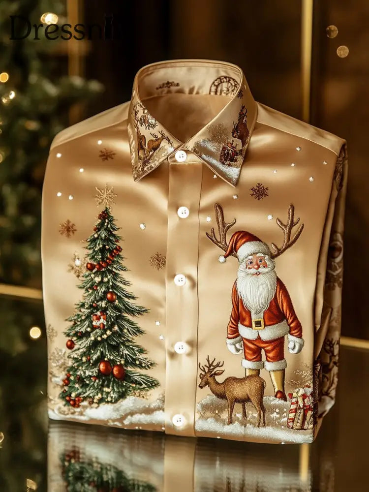 Weihnachts bedrucktes Satin-Shirt für Männer als bild / S