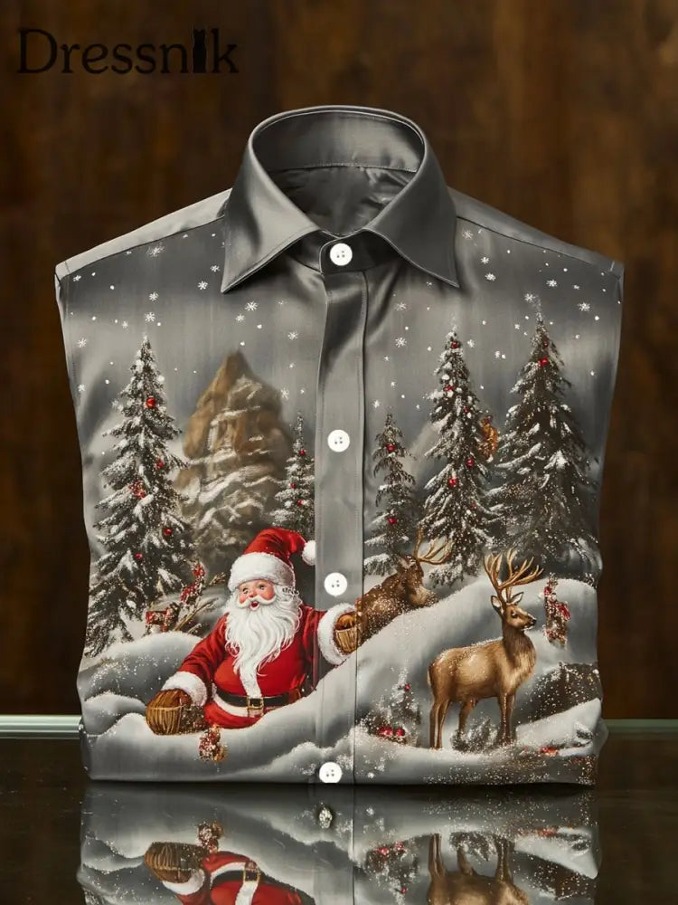 Weihnachts bedrucktes Satin-Shirt für Männer als bild / S