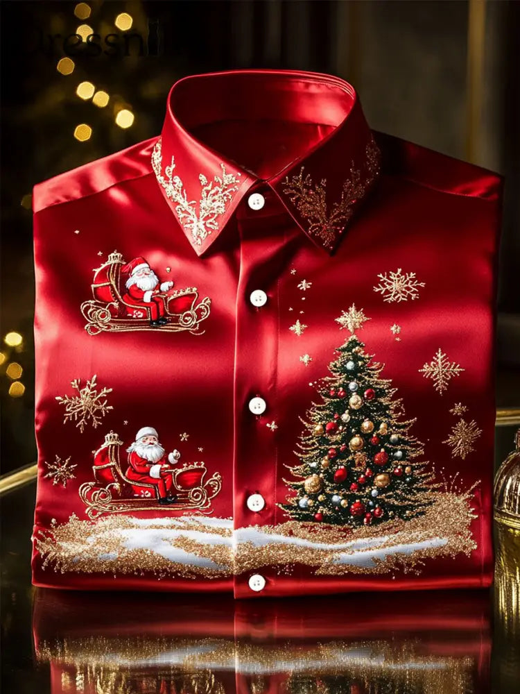 Weihnachts bedrucktes Satin-Shirt für Männer als bild / S