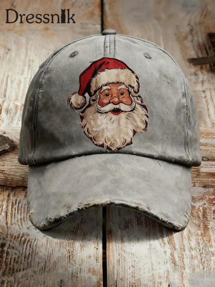 Weihnachts mann bedruckte lässige Unisex-Mütze Hellgrau / EINS