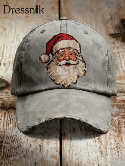Weihnachts mann bedruckte lässige Unisex-Mütze Hellgrau / EINS