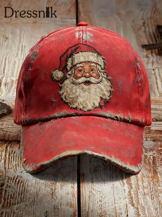 Weihnachts mann bedruckte lässige Unisex-Mütze Rot / EINS