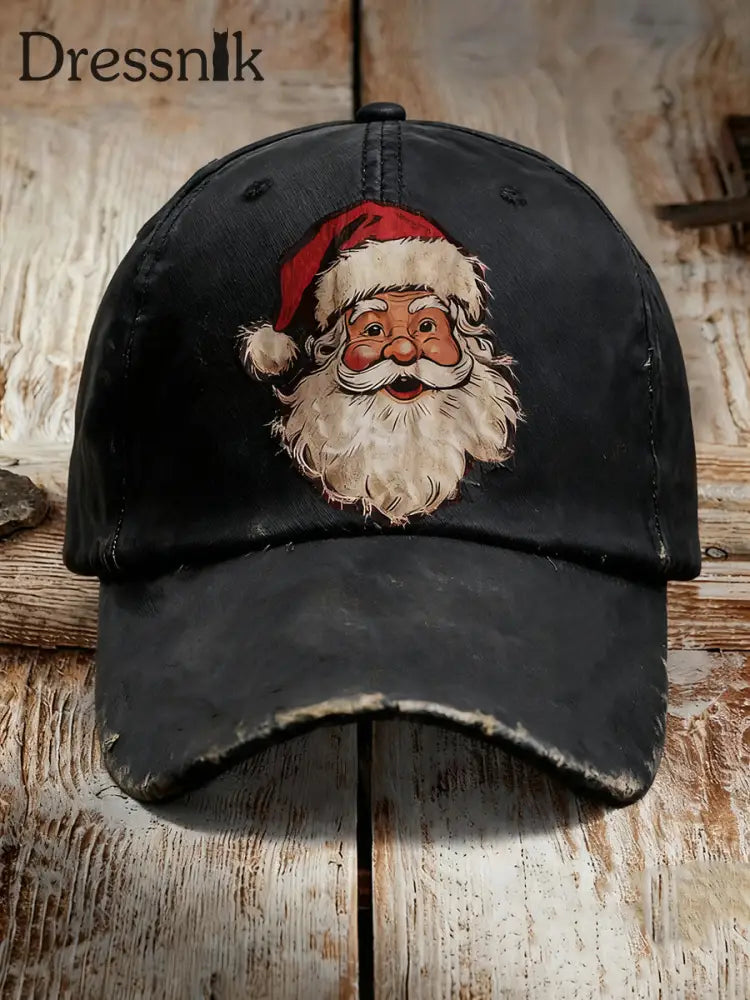 Weihnachts mann bedruckte lässige Unisex-Mütze Schwarz / EINS