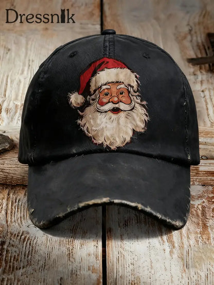 Weihnachts mann bedruckte lässige Unisex-Mütze Schwarz / EINS