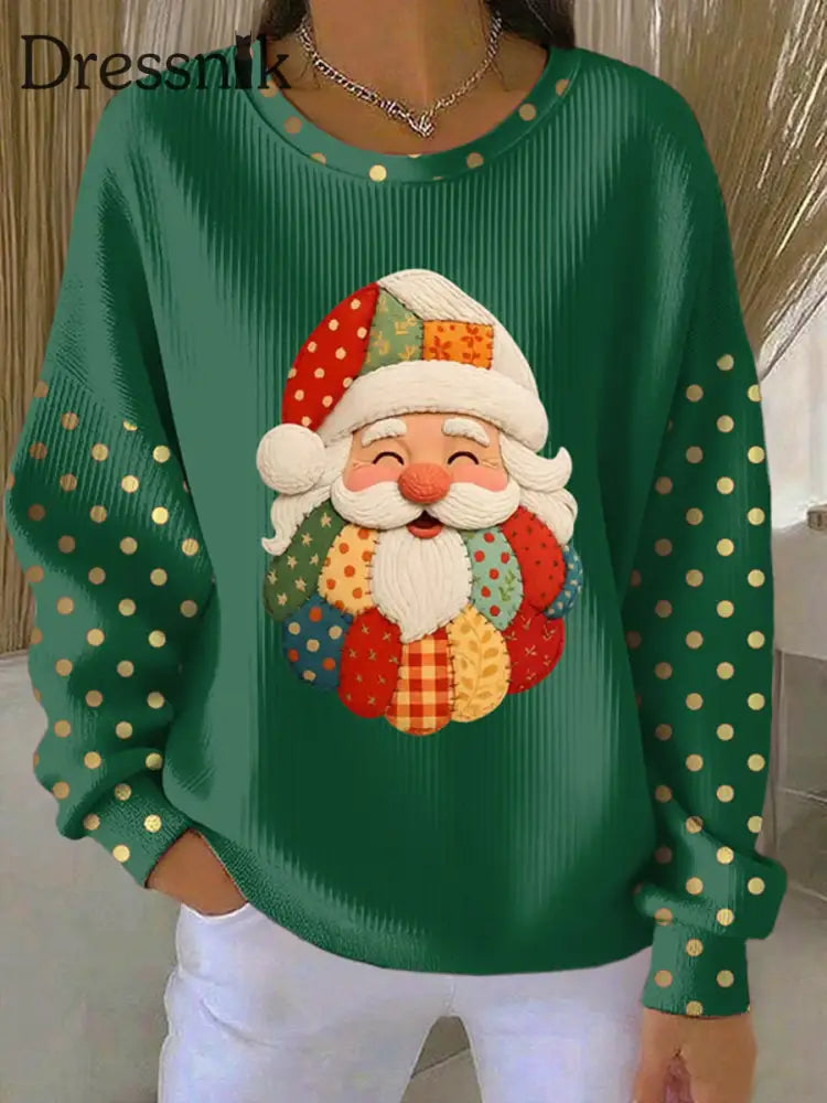 Weihnachts weihnachts weihnachts mann Kunst geripptes Rundhals-Sweatshirt Grün / S