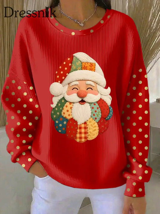Weihnachts weihnachts weihnachts mann Kunst geripptes Rundhals-Sweatshirt Rot / S