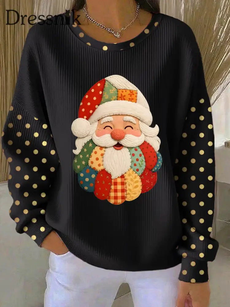 Weihnachts weihnachts weihnachts mann Kunst geripptes Rundhals-Sweatshirt Schwarz / S
