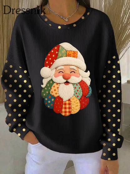 Weihnachts weihnachts weihnachts mann Kunst geripptes Rundhals-Sweatshirt Schwarz / S