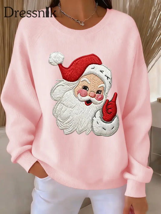 Weihnachts weihnachts weihnachts mann Kunstdruck Geripptes Rundhals-Sweatshirt Hellrosa / S