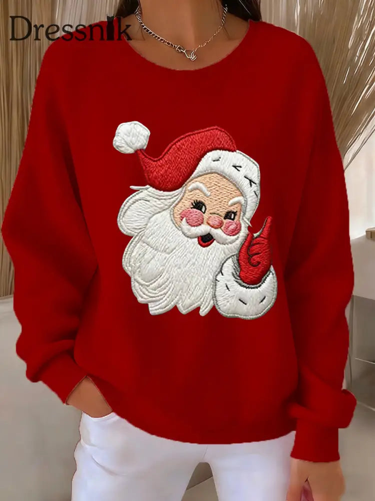 Weihnachts weihnachts weihnachts mann Kunstdruck Geripptes Rundhals-Sweatshirt Rot / S