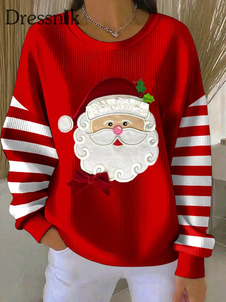 Weihnachts-Weihnachts-Patchwork-Kunst-Sweatshirt für Frauen Rot / S