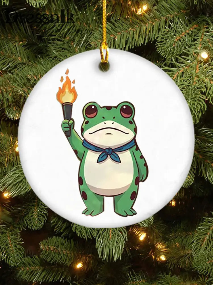 Weihnachts widerstehen Frosch Anhänger Weiß / EINS