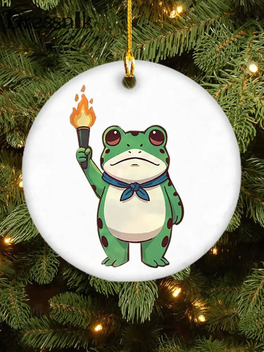 Weihnachts widerstehen Frosch Anhänger Weiß / EINS