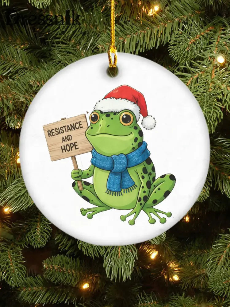 Weihnachts widerstehen Frosch Print Anhänger Weiß / EINS