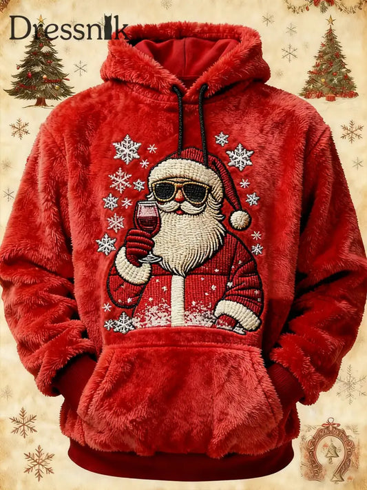 Weihnachtsmann-Kunst-Flanell-Hoodie für Herren Rot / S