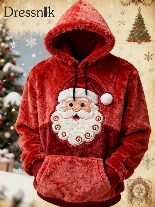Weihnachtsmann-Kunst-Flanell-Hoodie für Herren Rot / S