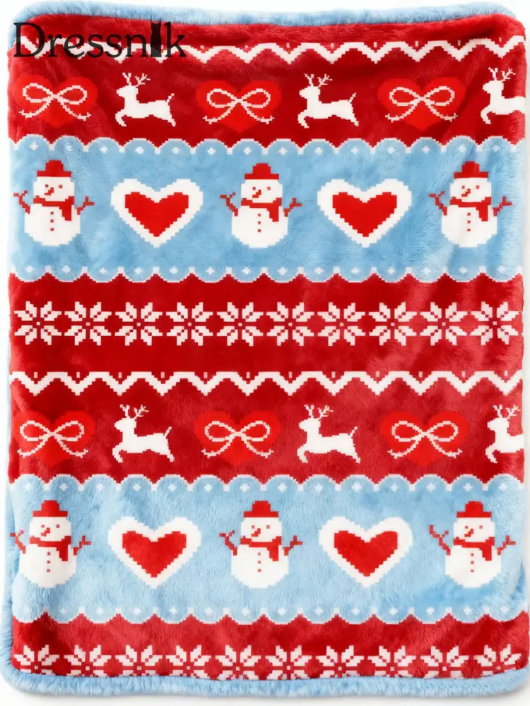Weihnachtsschneemann-Flanell decke mit Herz druck mehrfarbig / EINS