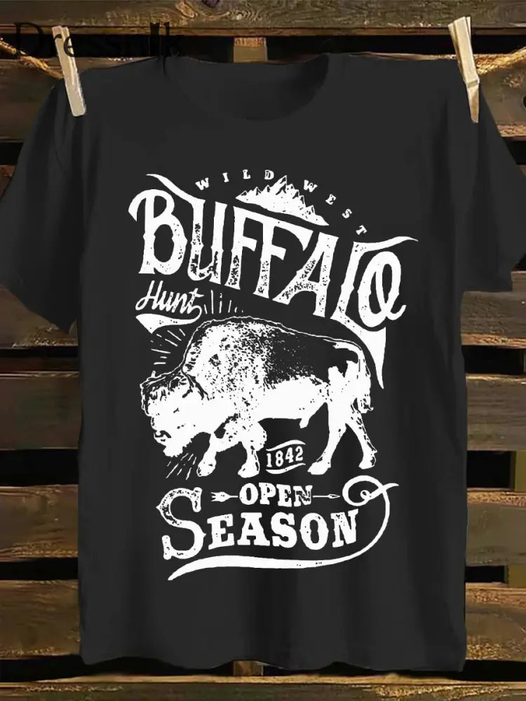 Western Cowboy bedrucktes T Shirt für Männer Schwarz / S