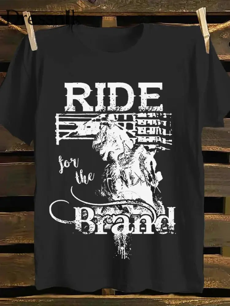 Western Cowboy bedrucktes T Shirt für Männer Schwarz / S