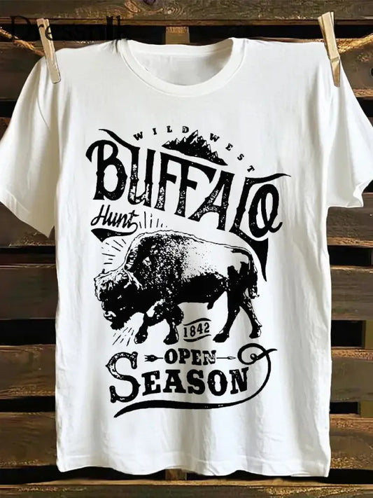 Western Cowboy bedrucktes T Shirt für Männer Weiß / S