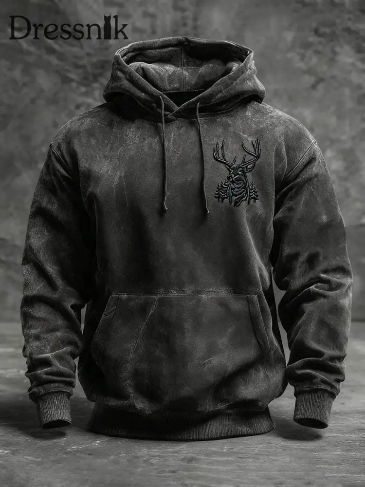 Western Deer Hoodie für Herren Schwarz / S