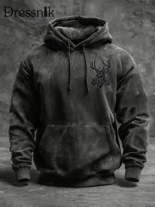 Western Deer Hoodie für Herren Schwarz / S