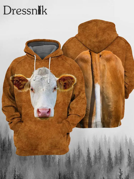 Western Lustige Tiere Duplex Druck Lässig Lose Kordel Zug Hoodie A / S