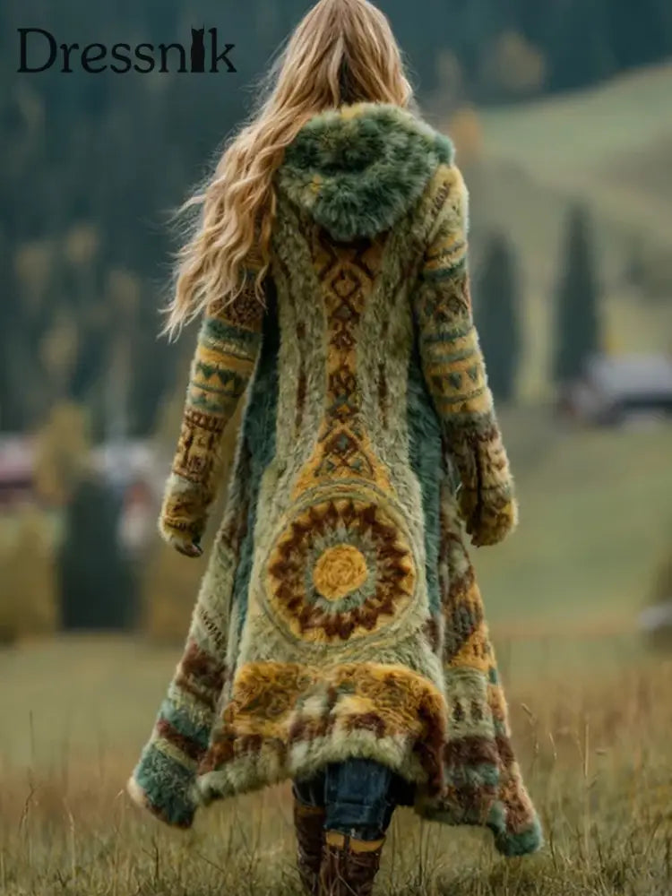 Westliche Azteken-Cardigan für Damen Grün / S