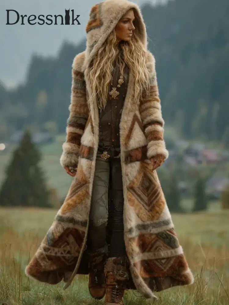 Westliche Azteken-Cardigan für Damen Kaffee / S