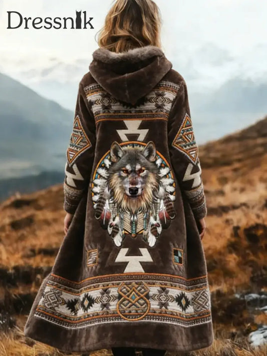 Westliche Azteken-Cardigan für Damen Kaffee / S
