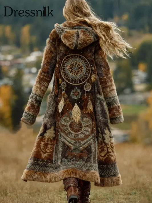 Westliche Azteken-Cardigan für Damen Kaffee / S