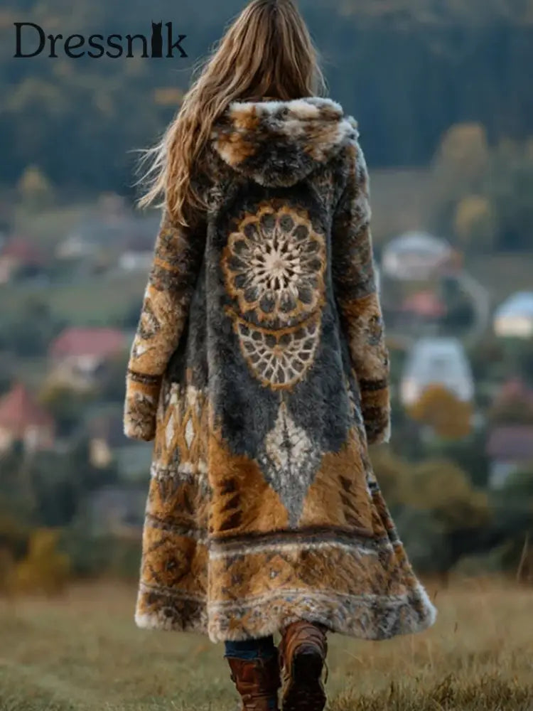 Westliche Azteken-Cardigan für Damen Kaffee / S