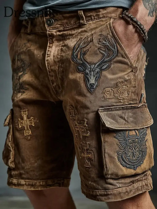 Westliche Elch Shorts für Herren Braun / S