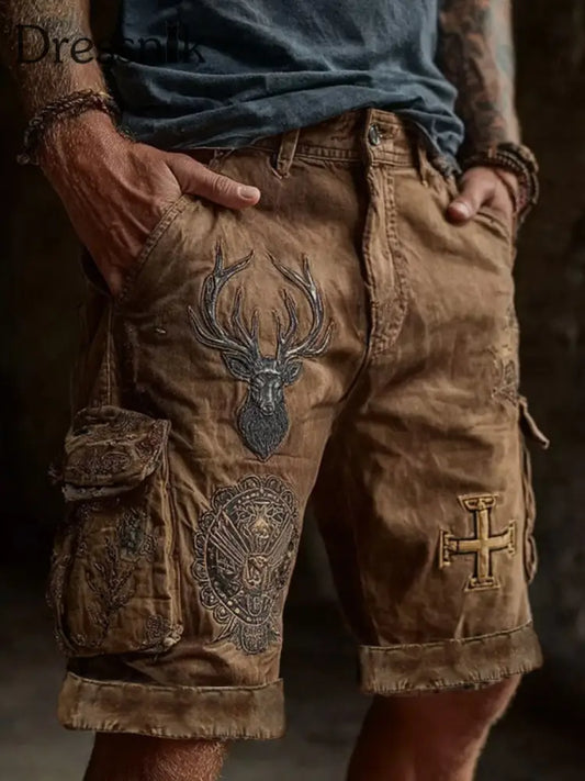 Westliche Elch Shorts für Herren Braun / S
