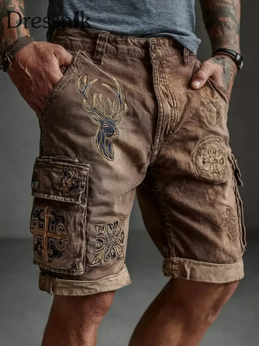 Westliche Elch Shorts für Herren Braun / S