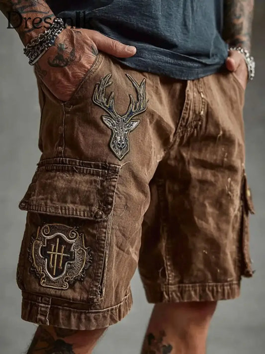 Westliche Elch Shorts für Herren Braun / S