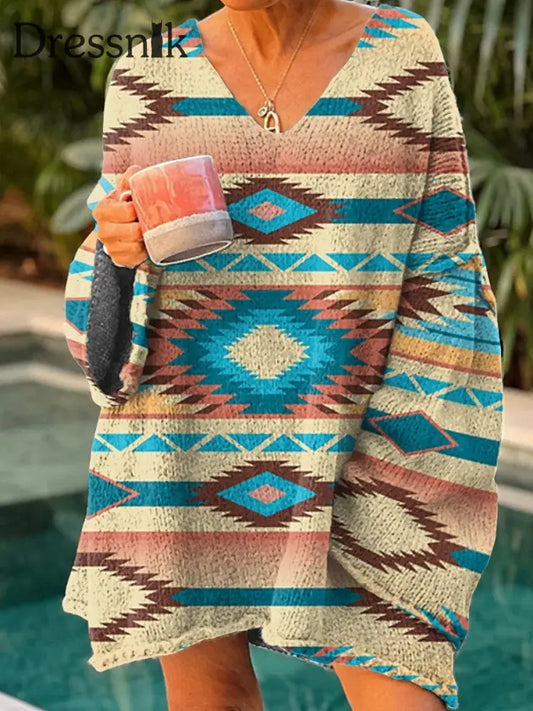 Westliche ethnische Azteken-Langarm-Pullover für Frauen als bild / S